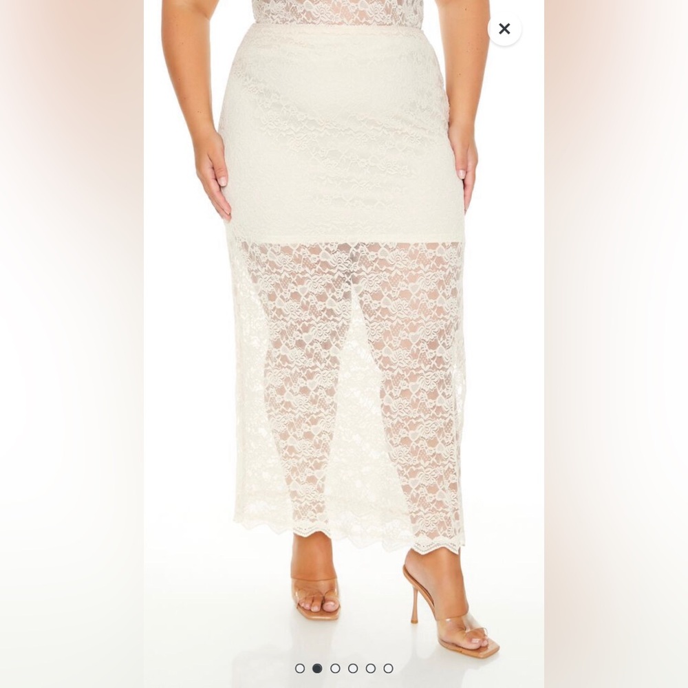 NWT Plus Elegant Cream Lace Maxi Skirt - Picture 2 of 3